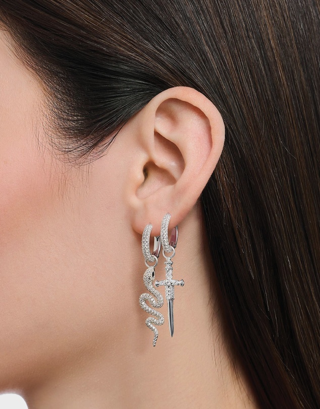 THOMAS SABO - Single hoop earring with sword & white stones