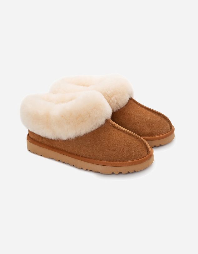 Ozwear Connection Uggs - Ugg Slippers Collar Unisex Premium Sheepskin Slippers Suede