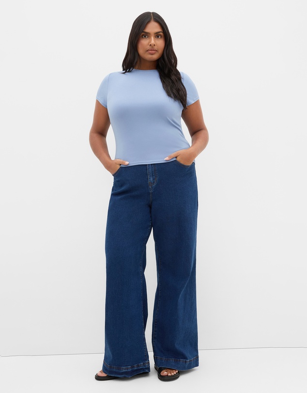 City Chic - Plus size Karla Short Sleeve Tee - dusty blue
