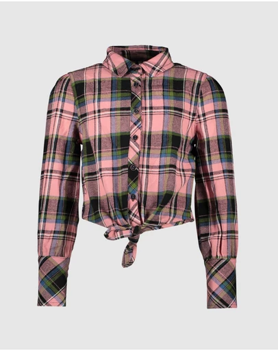 B.Nosy - Check Blouse With Knot - Kids-Teens