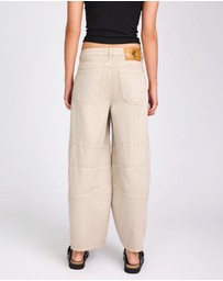 ONE TEASPOON - Barrel Mid Waist Wide Leg Denim Jeans - Stone