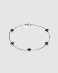 Kuzzoi - ICONIC EXCLUSIVE - Bracelet Male Cloverleaf Enamel Green 925 Sterling Silver