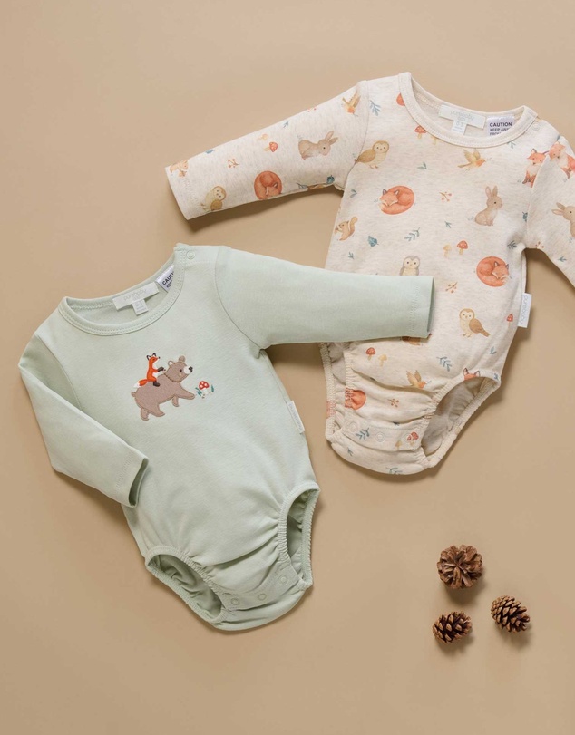 Purebaby - 2 Pack Bodysuit -Kids-Babies