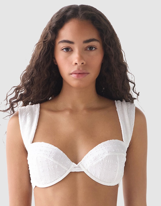 Kate Spade - Seersucker Wide Strap Underwired Padded Bikini Top