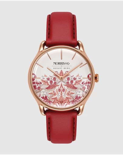 August Berg - Morris & Co 30mm Rouge Strawberry Thief Watch