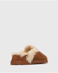 Betts - Toby Suede Leather Fur-Lined Mules