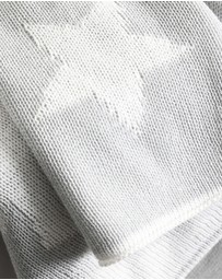 Living Textiles - Pram Knitted Blanket - Grey Stars