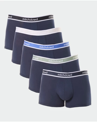 Mitch Dowd - Mens Plain Cotton Trunk 5 Pack - Navy