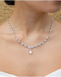 The White Collection - Liliana - Classic Silver Pearl Bridal Necklace
