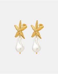 Zoe Olivia - Waterproof Starfish and Pearl Drop Stud Earrings