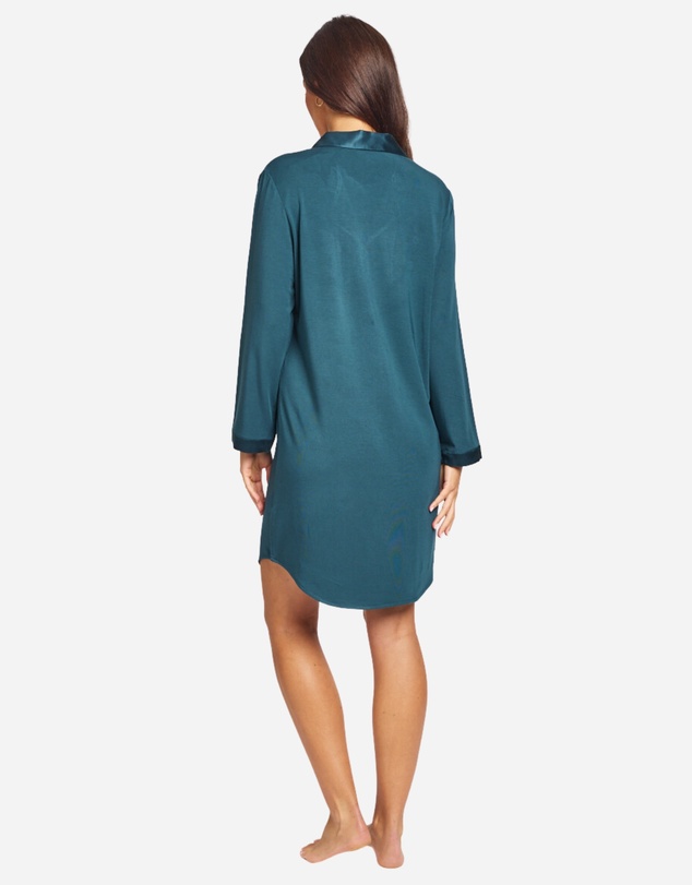 Love and Lustre - Modal Silk Trim Long Sleeve NightShirt