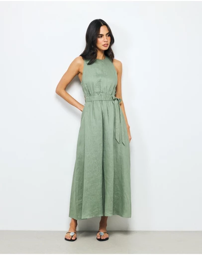 AERE - Mysa Linen Midi Dress