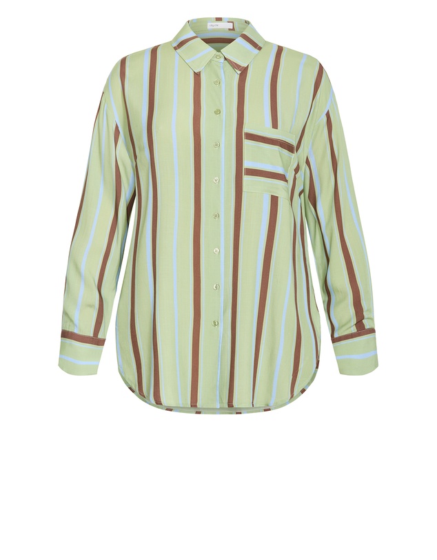 City Chic - Plus size Haven Stripe Shirt - matcha