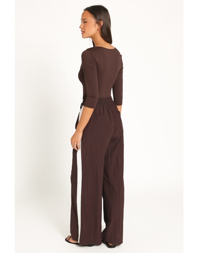 Petal & Pup - Arlena Lace Trim Pants - Espresso