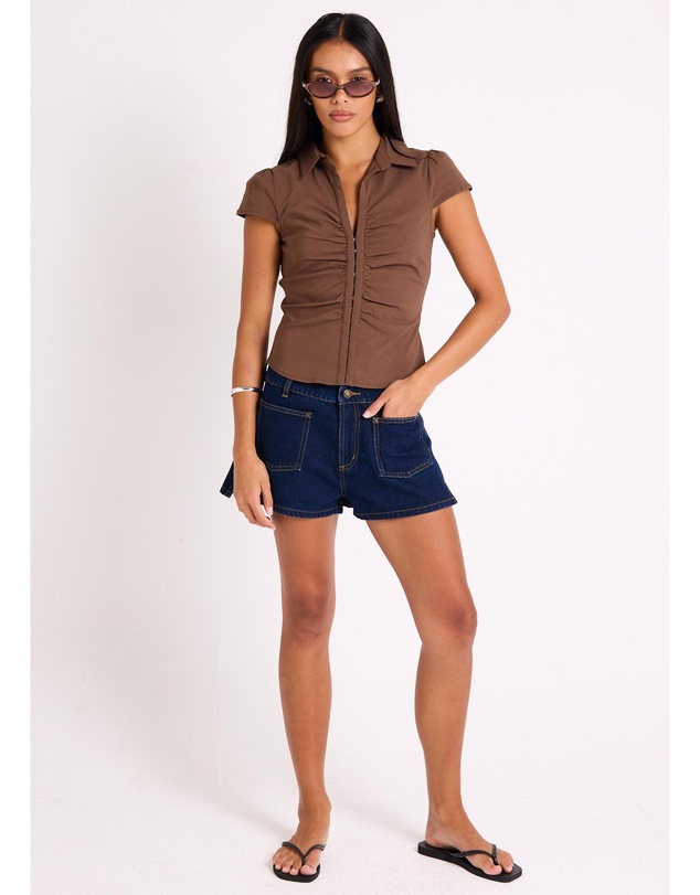 Insight - Cassia Short Sleeve Gather Shirt