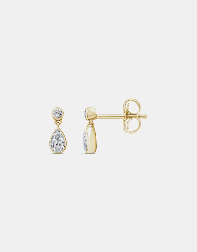 Zoe Olivia - 9K Gold Pear Lab Grown Diamond Drop Earrings