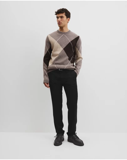 Country Road - Merino Wool Argyle Crew Neck Knit