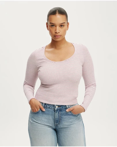 Cotton On - Scoop Neck Rib Long Sleeve