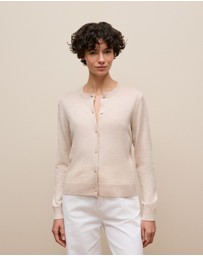 Trenery - Merino Classic Crew Cardigan in Oat Marle