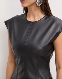 The Fated - Cam Faux Leather Midi Dress