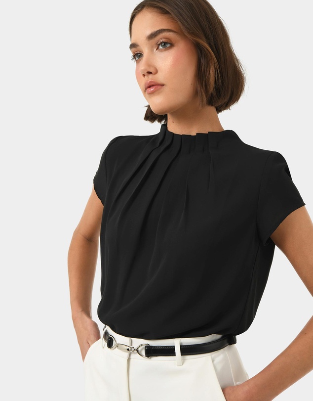 Forcast - Olivia Pleated High Neck Top