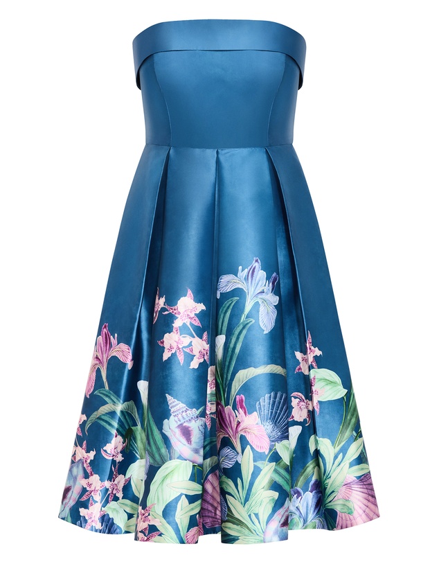 City Chic - Plus size Tiffany Bloom Strapless Midi Dress - jade