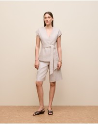 Trenery - Yarn Dyed Linen Cap Sleeve Vest in Flax