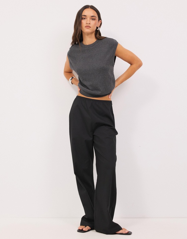 Calli - Melton Round Neck Knit Vest