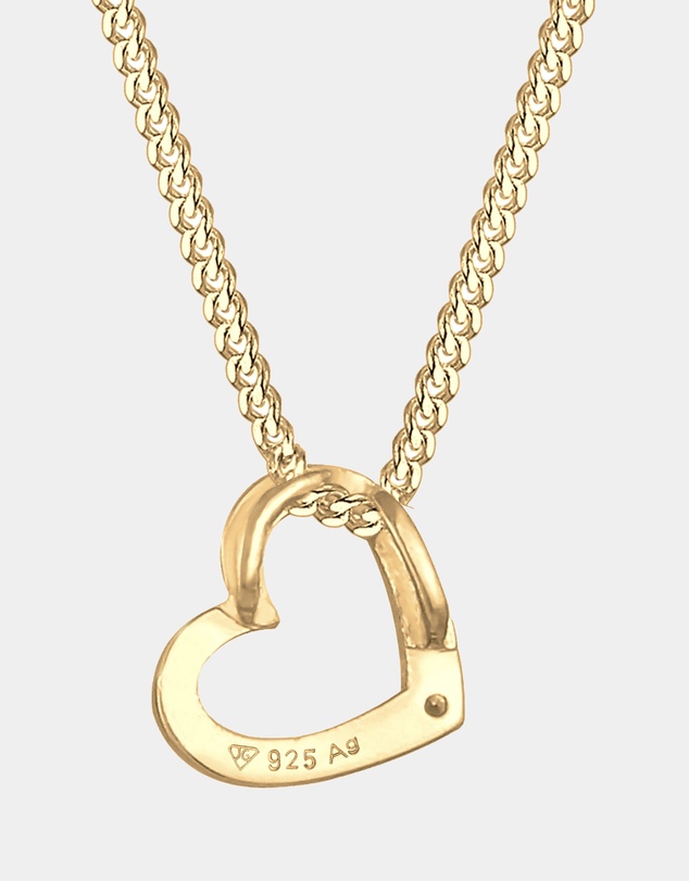 Elli Jewelry - Necklace Crystal Heart 925 Sterling Silver Gold-Plated