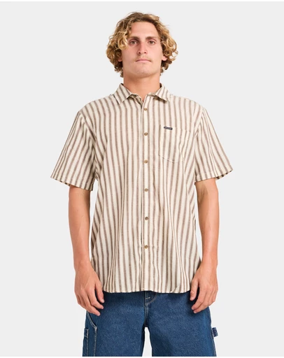 Volcom - Mens Arvostripe Woven Short Sleeve Shirt