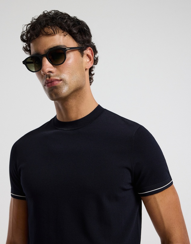 Calibre - Stripe Cuff Tech T-shirt Navy
