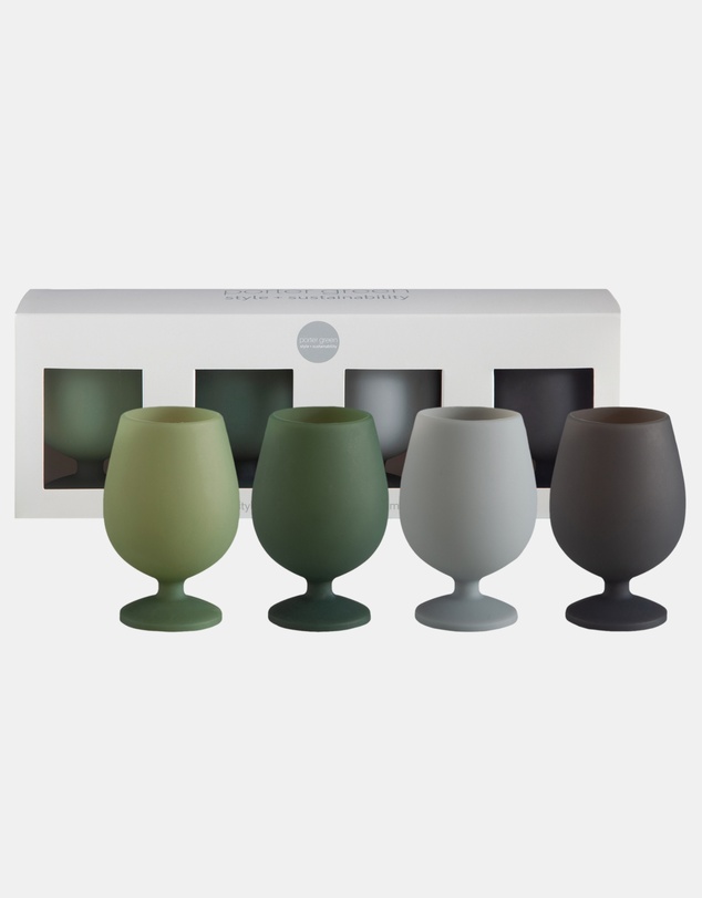 porter green - stemm silicone unbreakable wine glasses