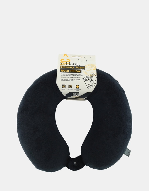 Milleni - Milleni Travel Memory Foam Neck Pillow in Black
