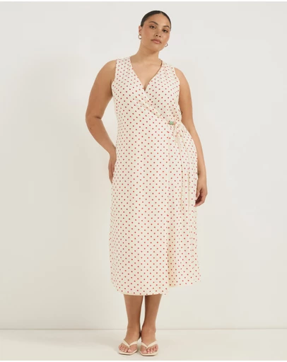 Atmos&Here Curvy - Chloe Midi Wrap Dress With Bead Detail