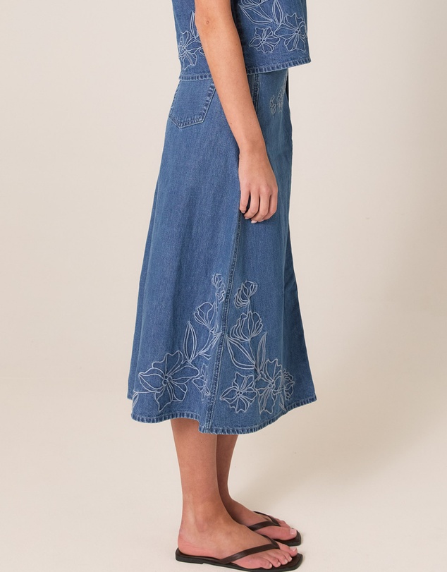 Fate + Becker - Sloane Embroidered Denim Skirt