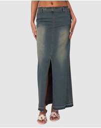 EDIKTED - Lexy Washed Denim Maxi Skirt