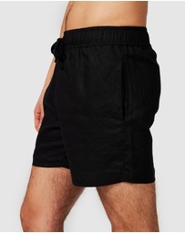 Vacay Swimwear - Black Linen Shorts