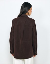 AERE - Suede-Look Panel Shirt