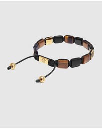 Nialaya Jewellery - The CZ Flatbead Collection Brown Tiger Eye and Matte Onyx