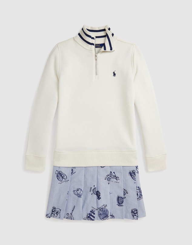 Polo Ralph Lauren - Print-Skirt Terry Quarter-Zip Dress - ICONIC EXCLUSIVE - Teens