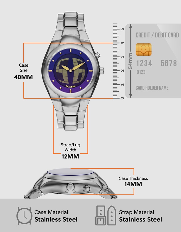 Fossil - Archival Big Tic Silver Tone Analogue-Digital Watch