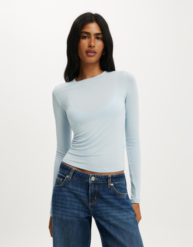Cotton On - Sheer Layer Crew Long Sleeve Top