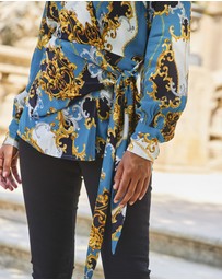 Sosandar - Multi Print Wrap Front Top