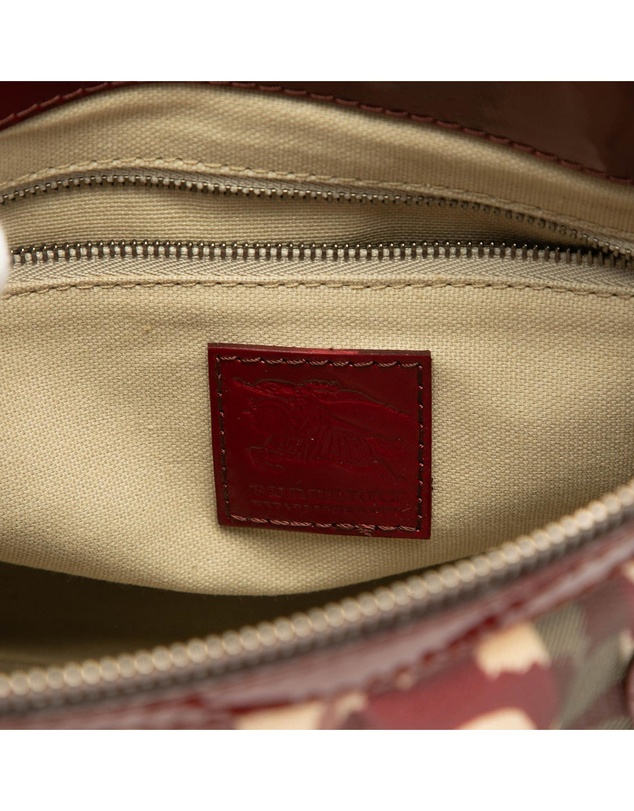 Pre-Loved by Azura Reborn - Pre-Loved Patent Trimmed House Check Coated Canvas Hearts Pilgrim Satchel