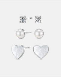 Mestige - Starlight Trio Earrings Set - Silver Plated