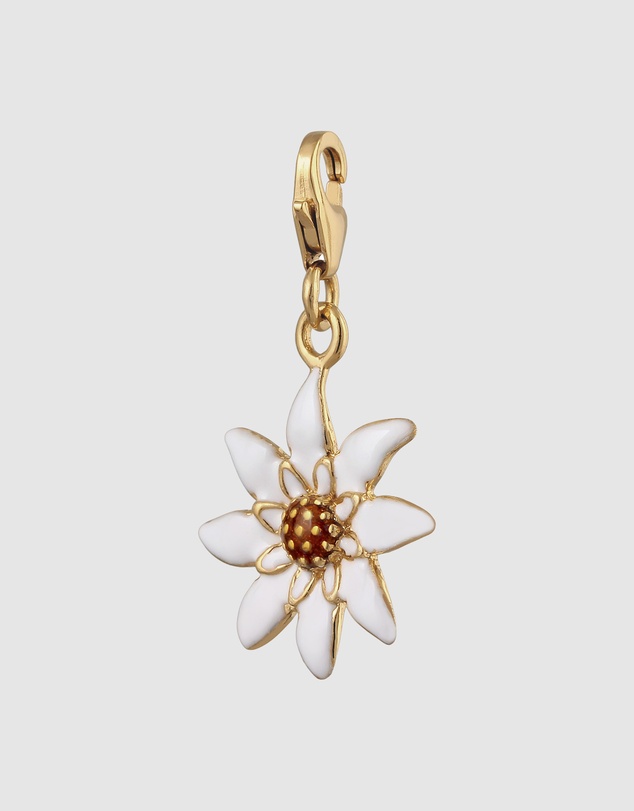 Elli Jewelry - Edelweiss Flower Charm with Enamel in Gold-Plated 925 Silver