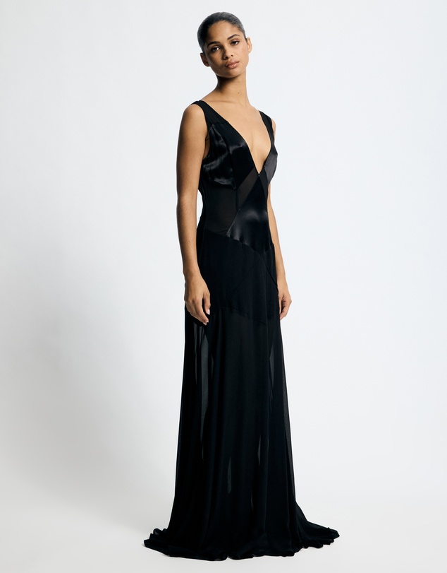 Lover - Priya Deep V Contrast Maxi Dress