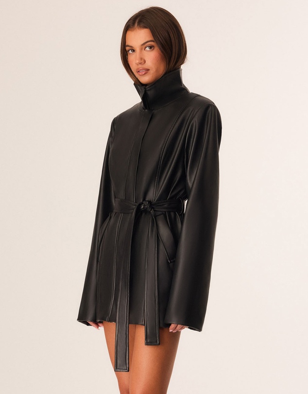 SNDYS - Scarlet Faux Leather Funnel Jacket