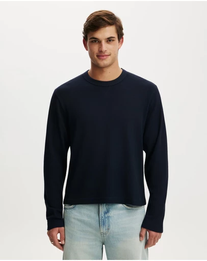 Cotton On - Cropped Fit Textured Long Sleeve T-Shirt