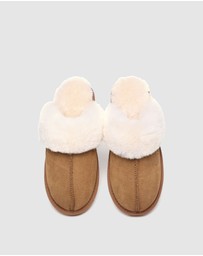 EVERAU - Australian Shepherd Ugg Muffin Slipper Cow Suede Upper House Shoes